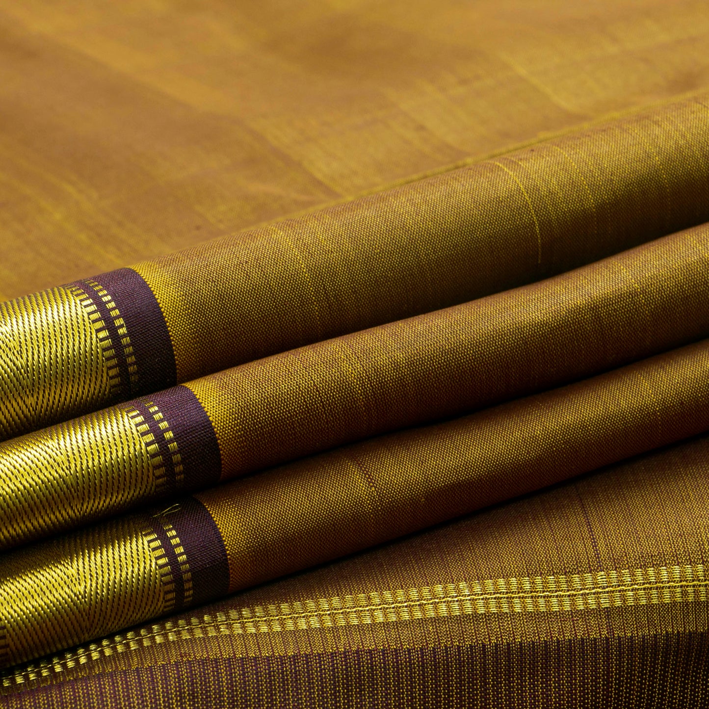 Mustard And Brown Kanchipuram Silk Saree With Malli Moggu Motifs For Festive Wear PV ABI 41875