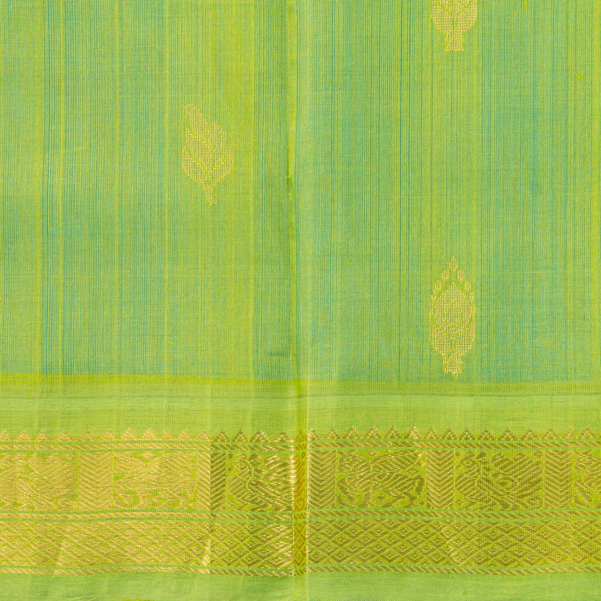 Blue And Green Kanchi Silk Cotton Saree For Festive Wear VP SC 199