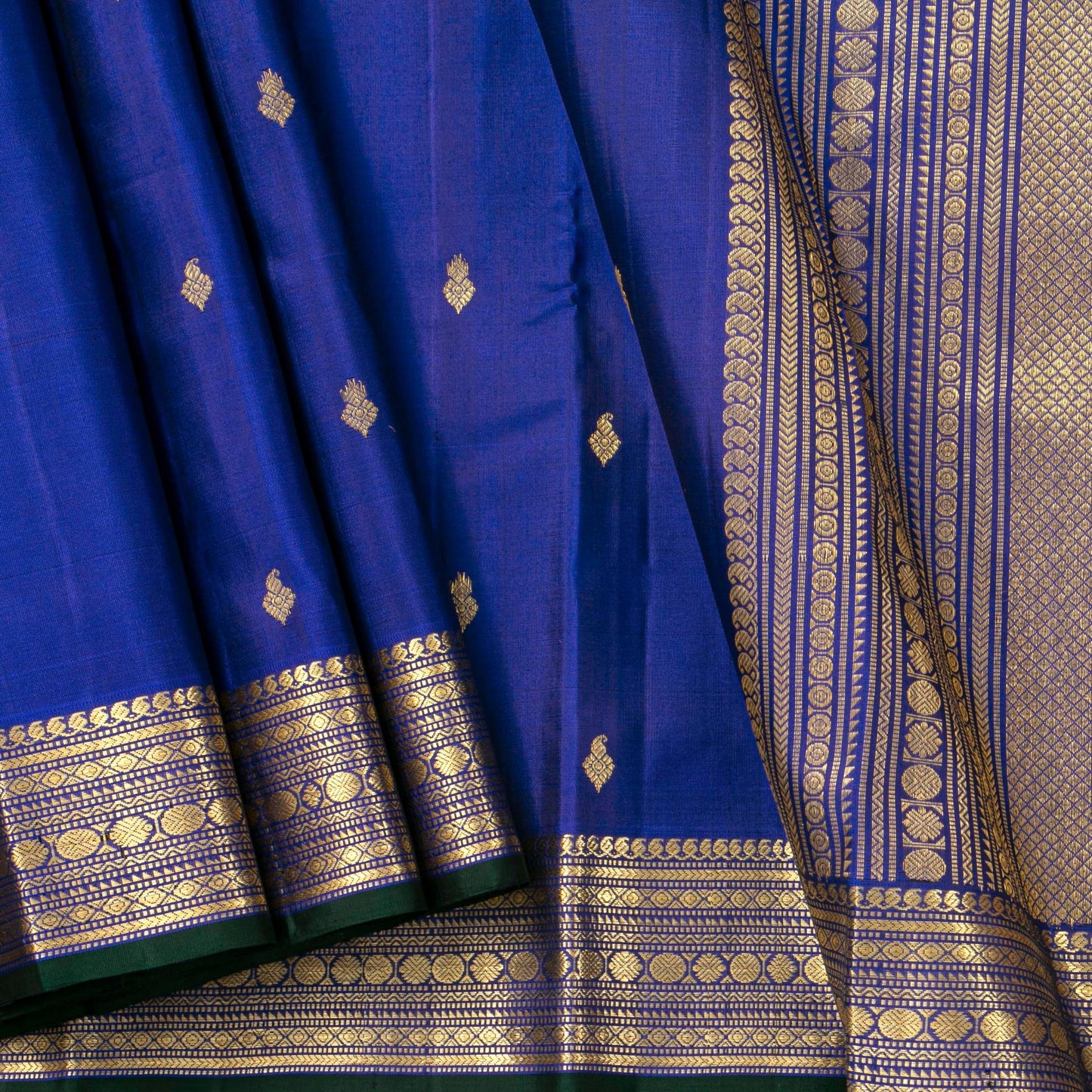 Royal Blue Kanchipuram Silk Saree For Wedding Wear PV ABI 456