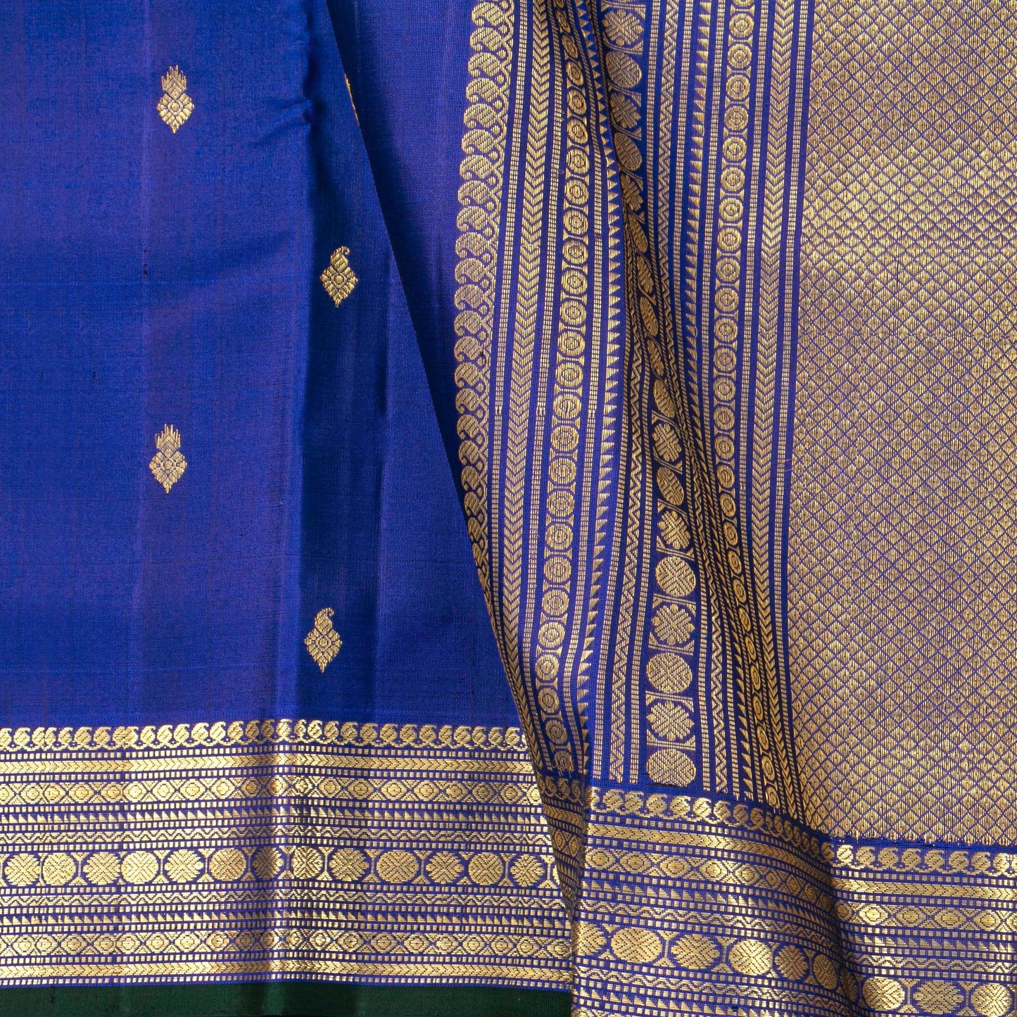 Royal Blue Kanchipuram Silk Saree For Wedding Wear PV ABI 456