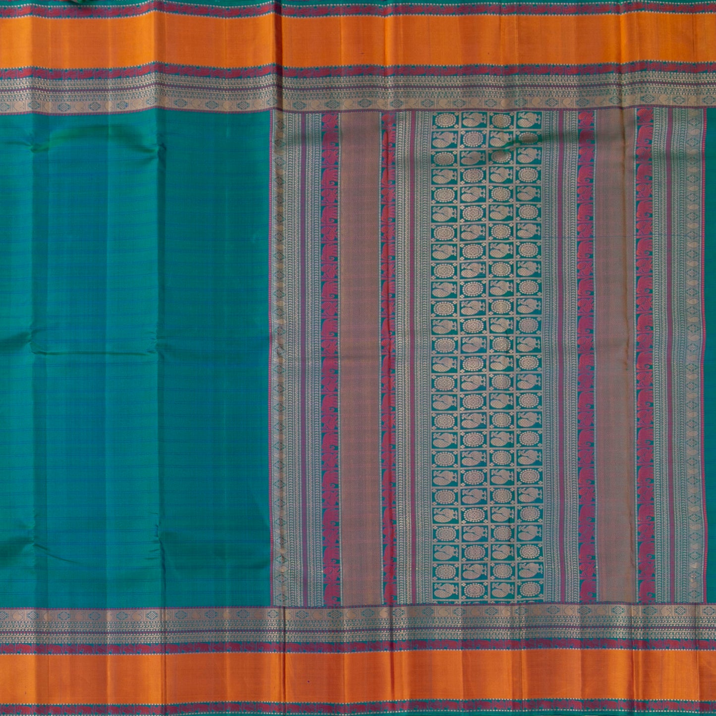 Mayilkazhuthu Blue Kanchipuram Silk Saree No Zari For Festive Wear PV RSP 226