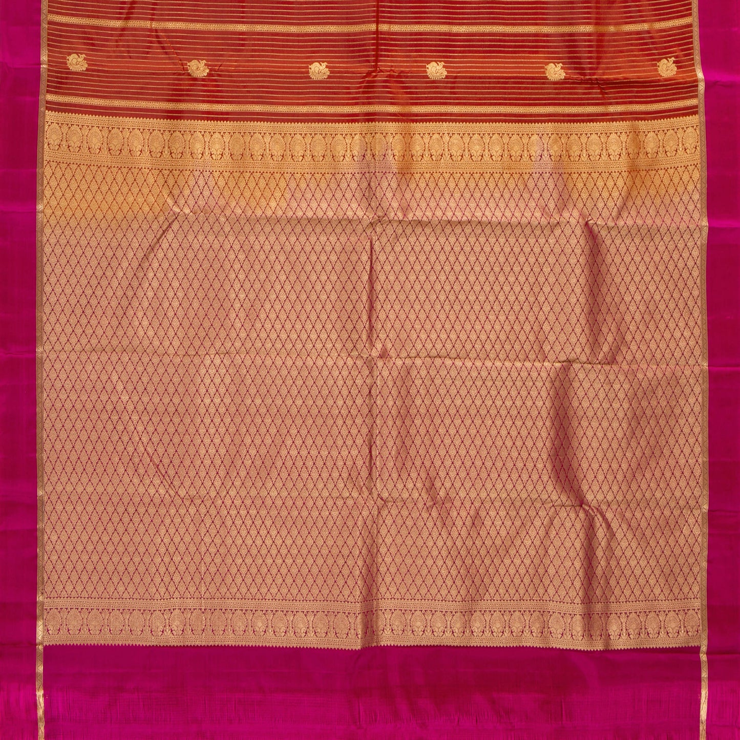 Rust And Pink Kanchipuram Soft Silk Saree For Festive Wear PV RSP 202