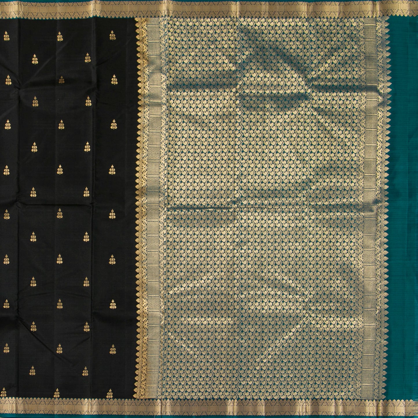 Black And Blue Kanchipuram Soft Silk Saree For Festive Wear PV RSP 218