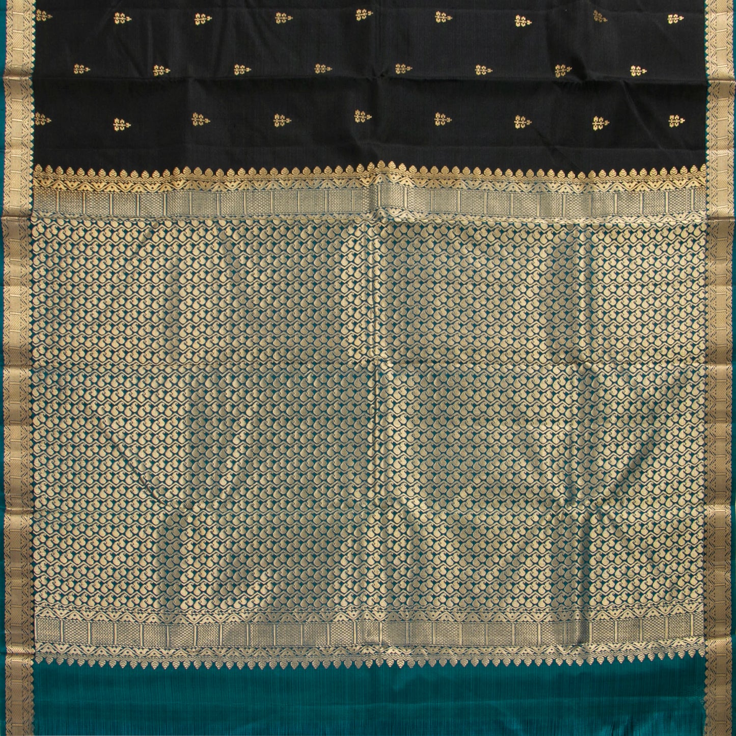 Black And Blue Kanchipuram Soft Silk Saree For Festive Wear PV RSP 218