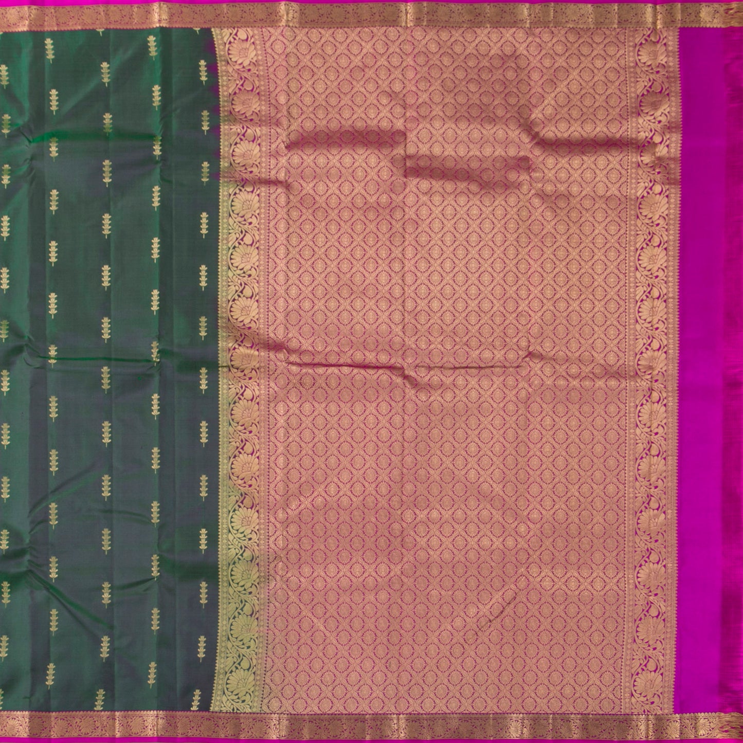 Green And Pink Kanchipuram Soft Silk Saree For Festive Wear PV RSP 217