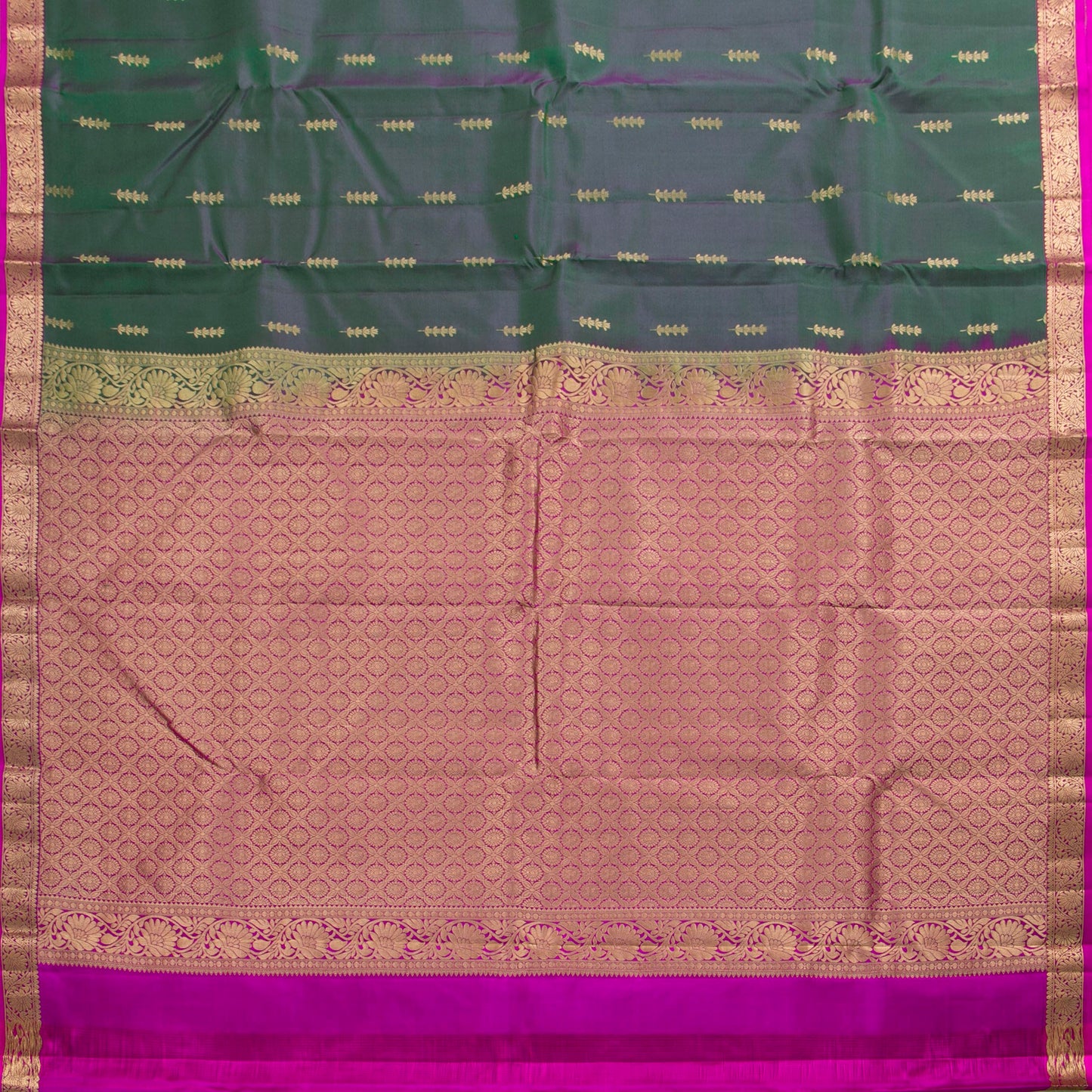 Green And Pink Kanchipuram Soft Silk Saree For Festive Wear PV RSP 217