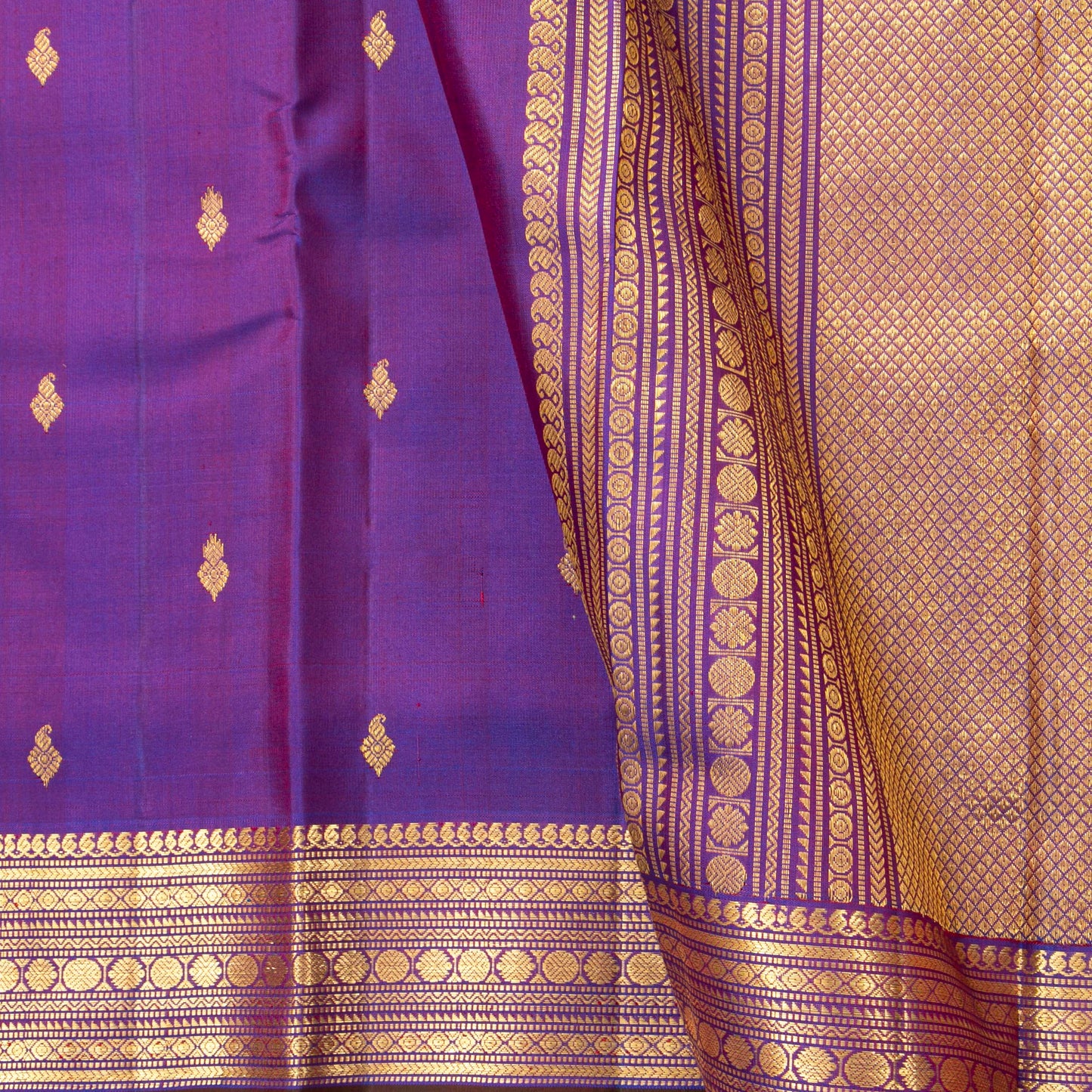 Purple Kanchipuram Silk Saree For Wedding Wear PV ABI 457