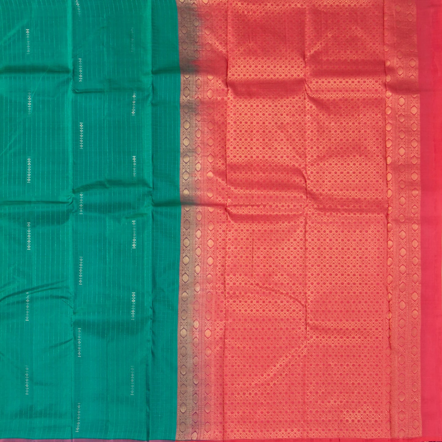 Green And Pink Borderless Kanchipuram Soft Silk Saree For Festive Wear PV RSP 194
