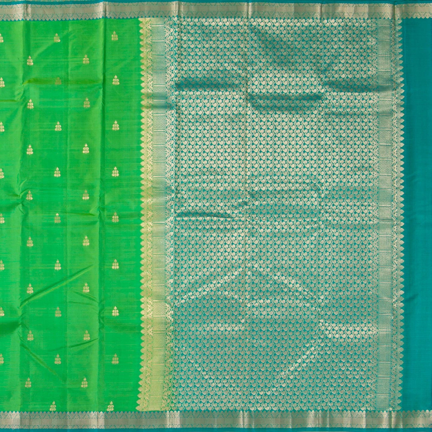 Green And Blue Kanchipuram Soft Silk Saree For Festive Wear PV RSP 213
