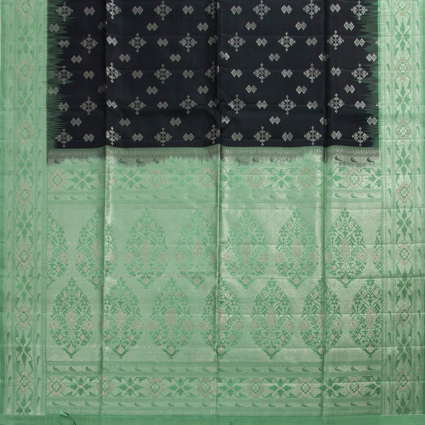 Black And Green Kanchipuram Soft Silk Saree For Festive Wear PV RSP 180
