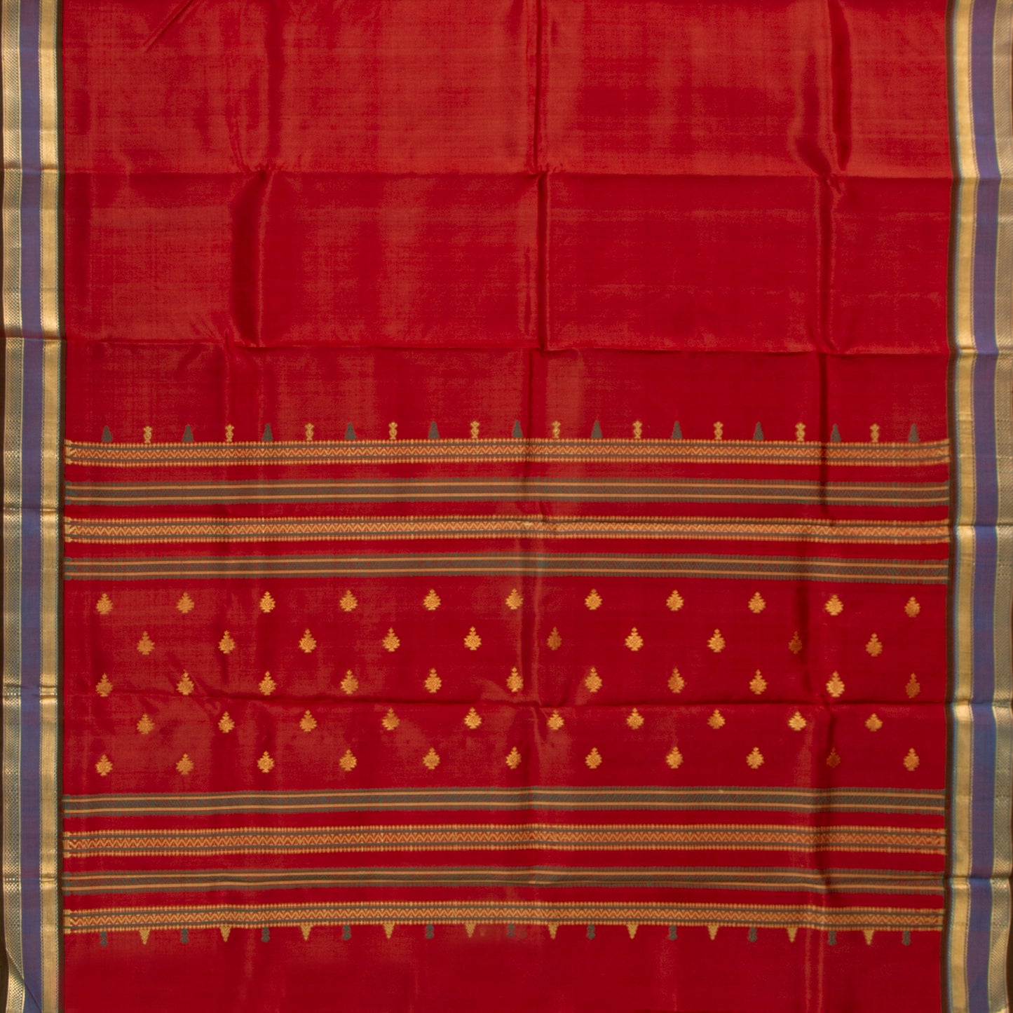 Red And Mauve Thirubuvanam Silk Saree For Festive Wear PV ABI 446