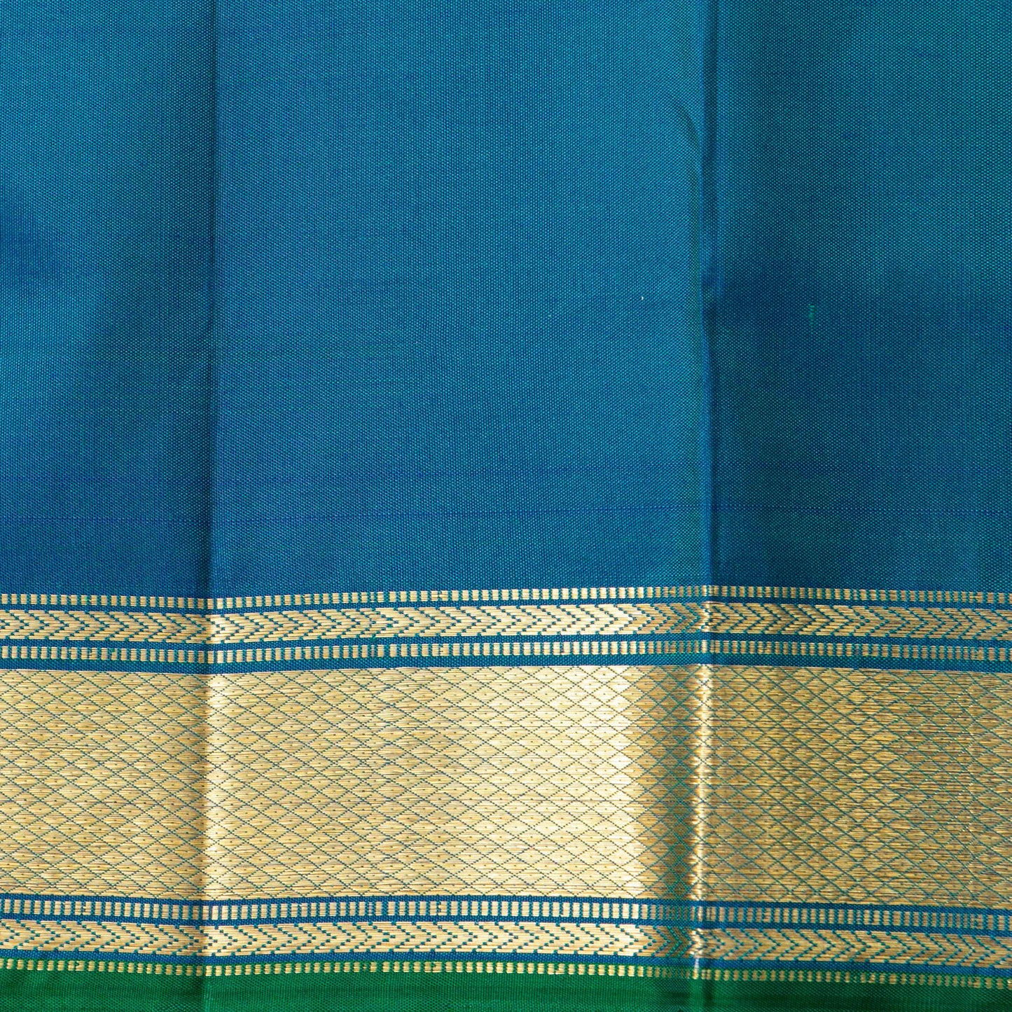 Blue And Green Kanchipuram Silk Saree For Festive Wear PV ABI 455