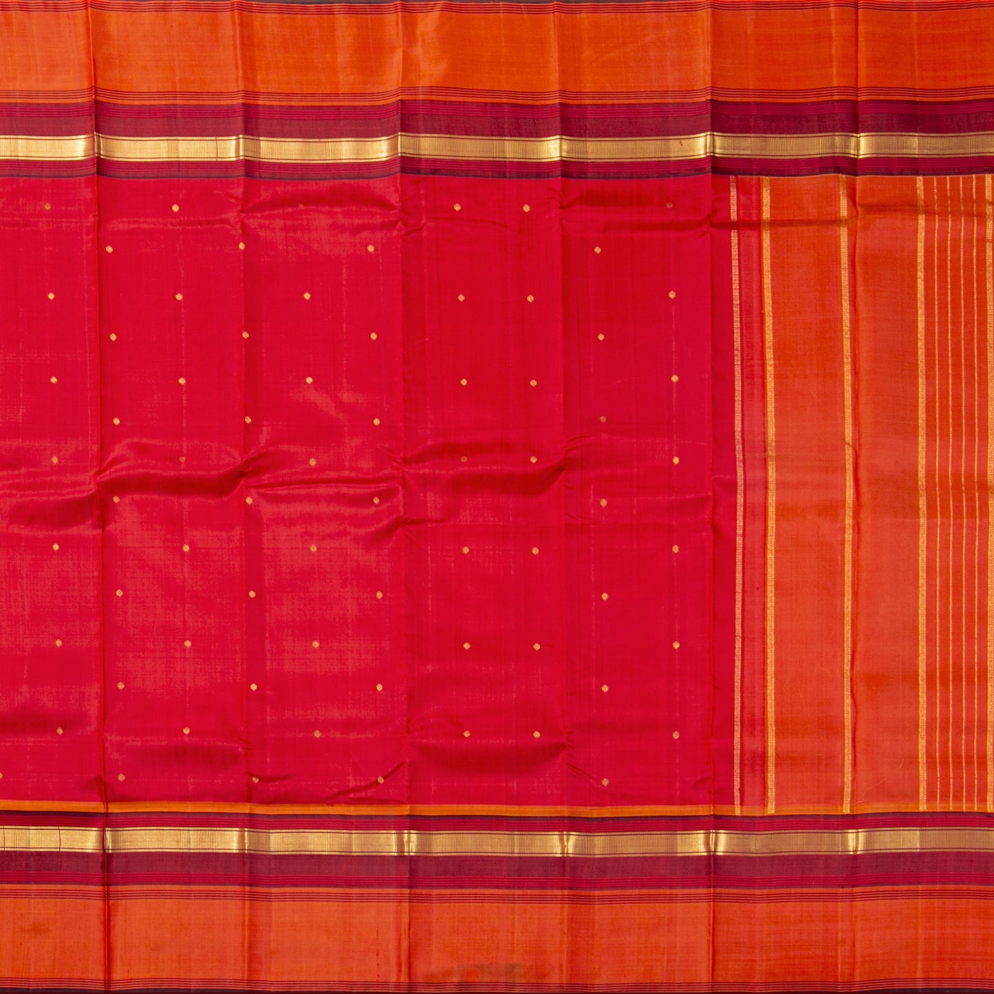 Red And Orange Thirubuvanam Silk Saree For Festive Wear PV ABI 441