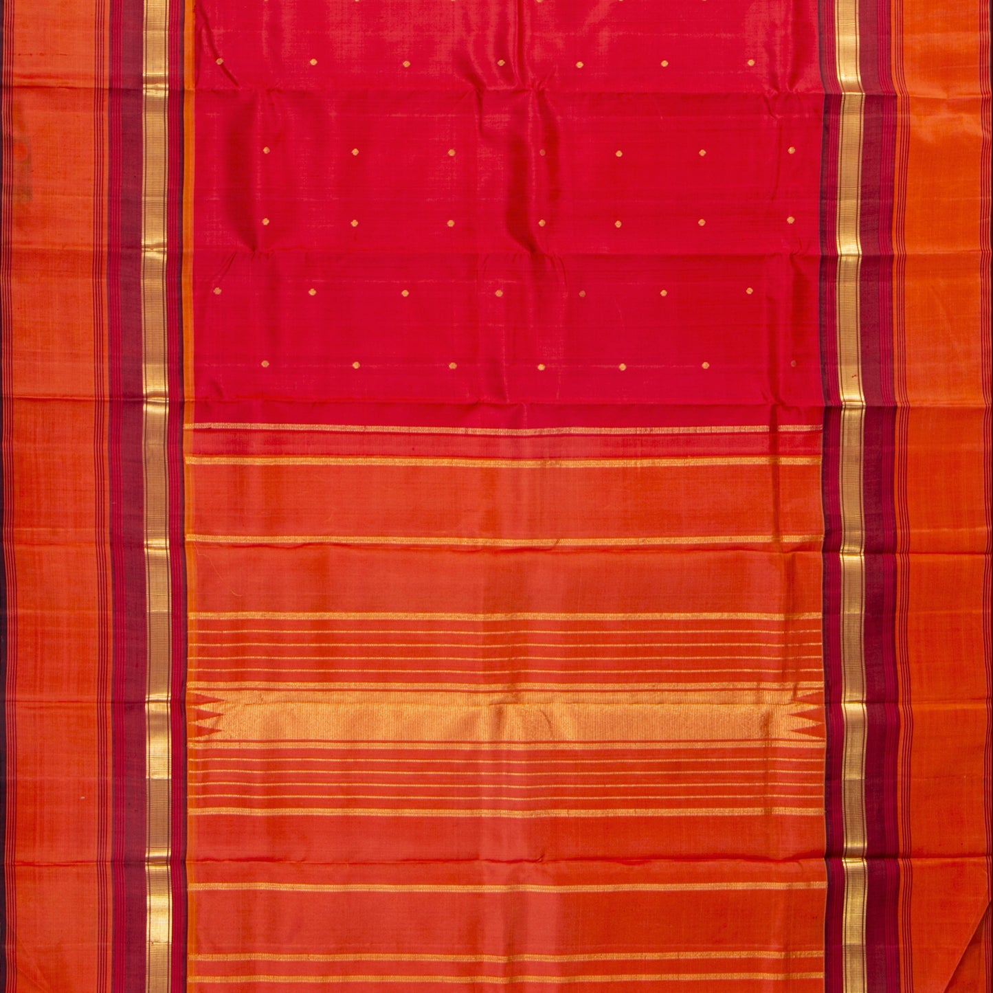 Red And Orange Thirubuvanam Silk Saree For Festive Wear PV ABI 441
