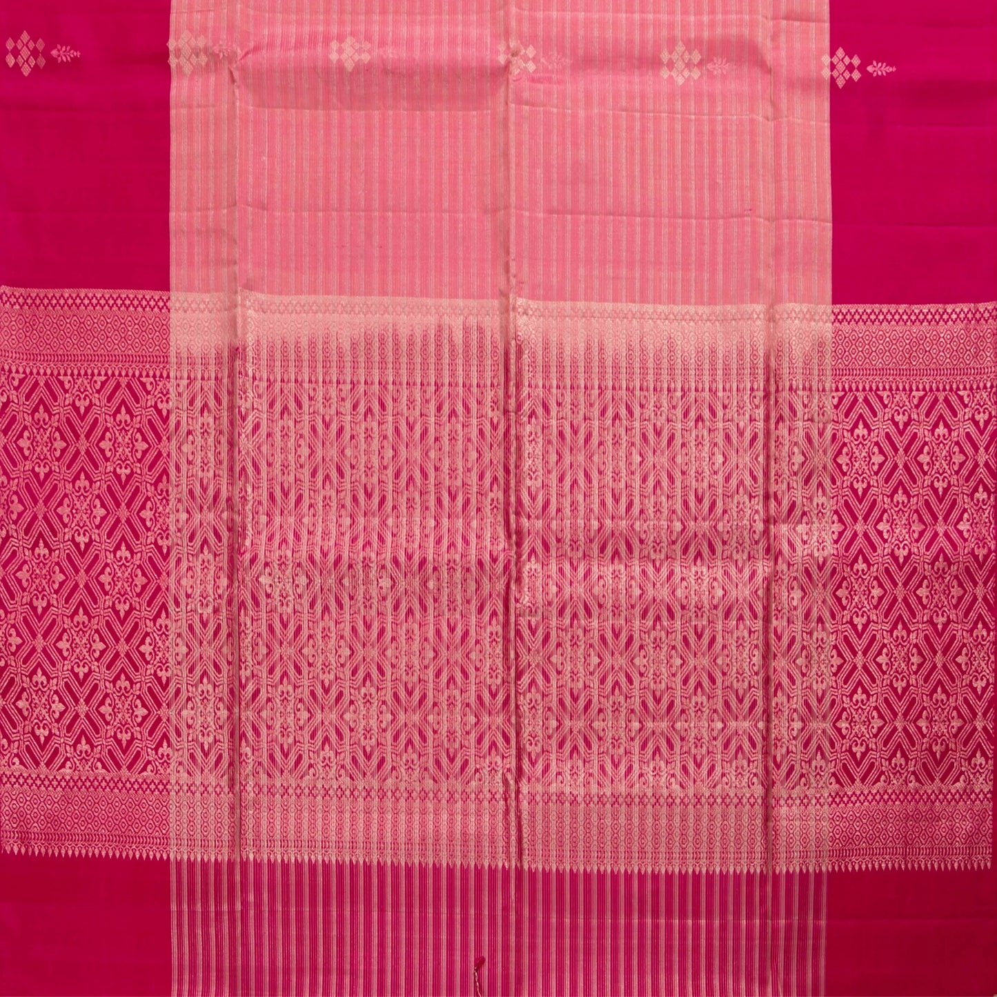 Pastel Rose And Pink Handwoven Soft Silk Saree For Wedding Wear PV RSP 178