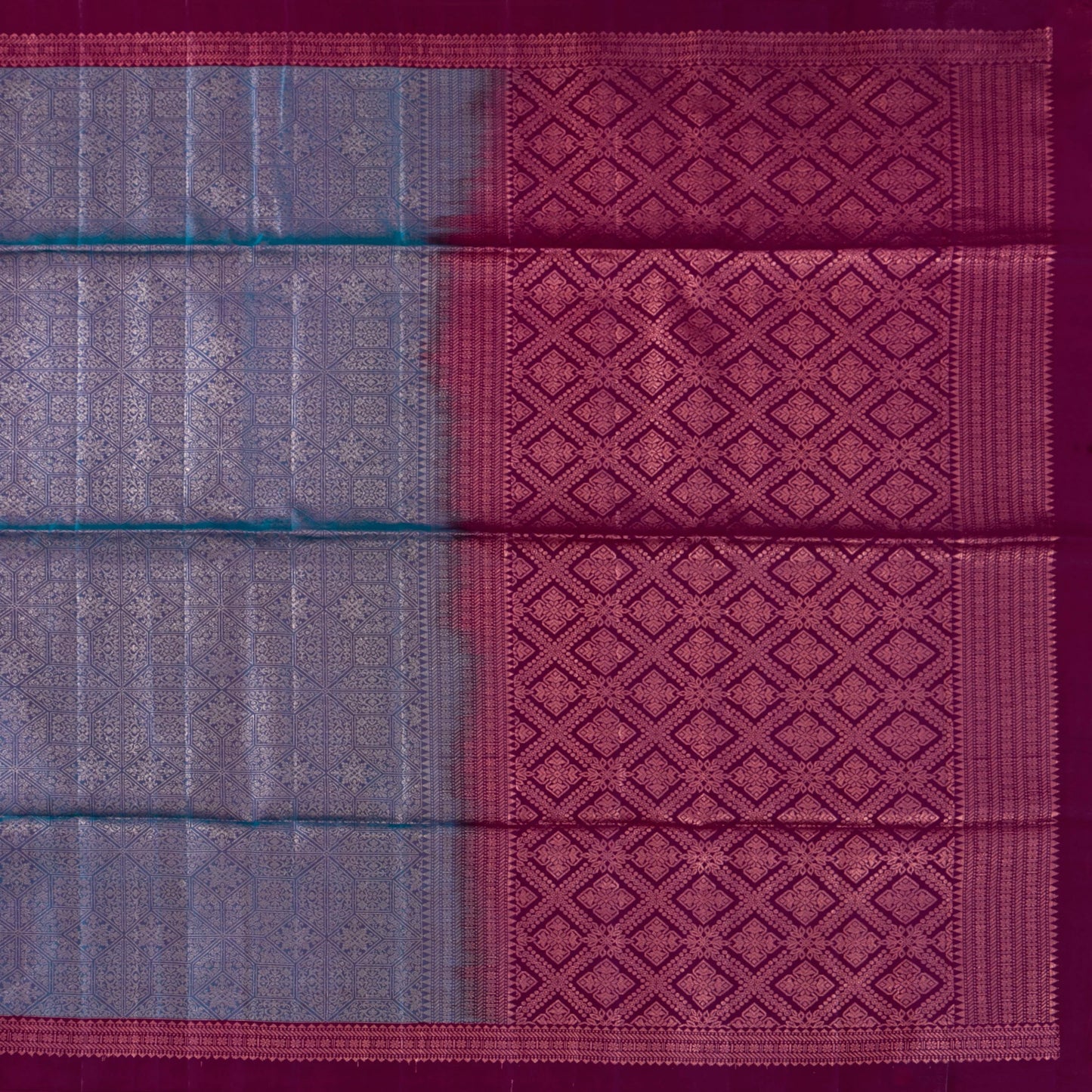 Blue And Magenta Handwoven Soft Silk Saree With Antique Gold Zari For Festive Wear PV RSP 211