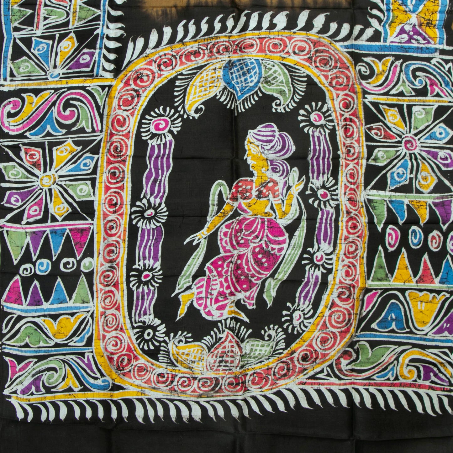 Brown And Black Lightweight Batik Silk Saree For Office Wear PB 338