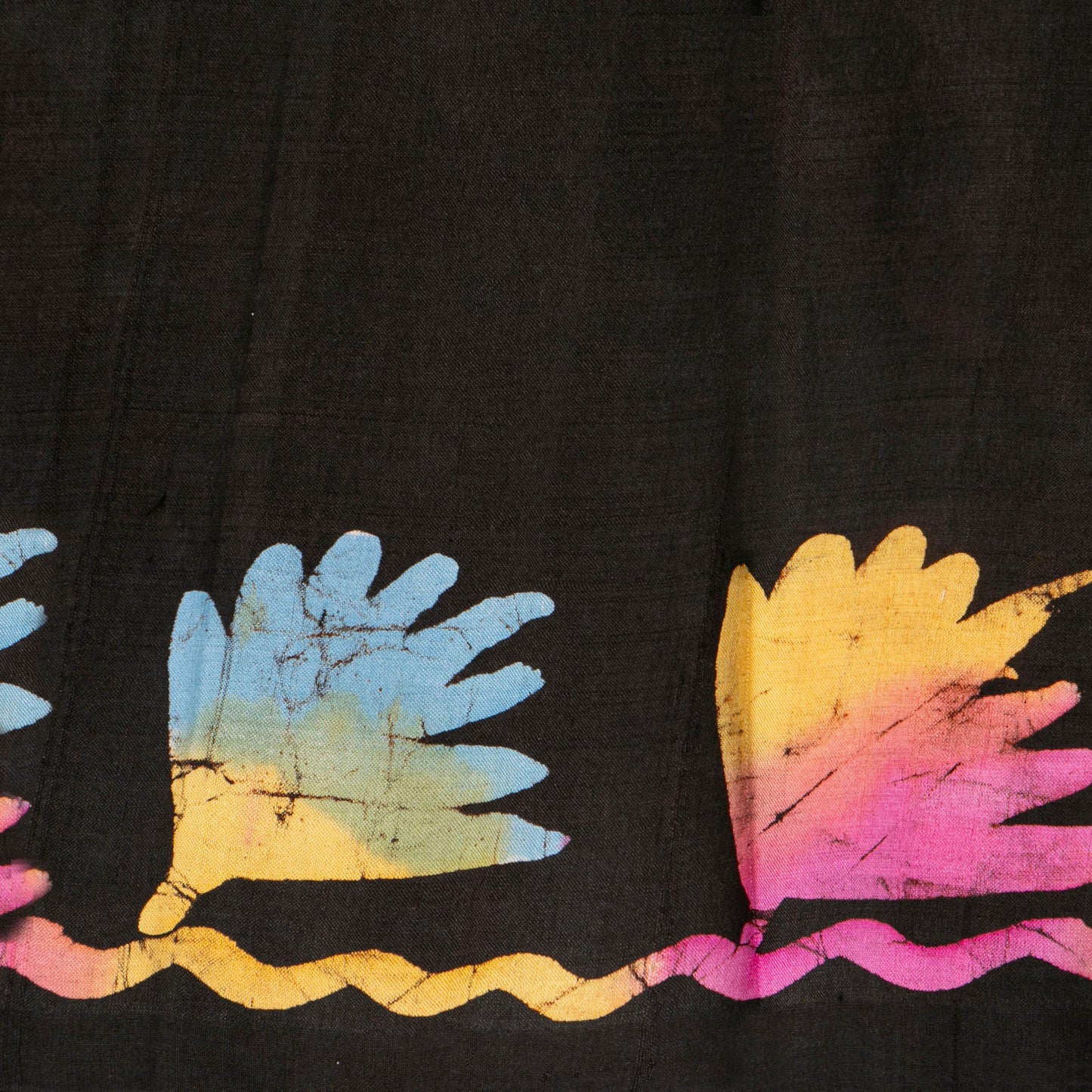 Yellow Ochre And Black Batik Silk Saree For Office Wear PB 347