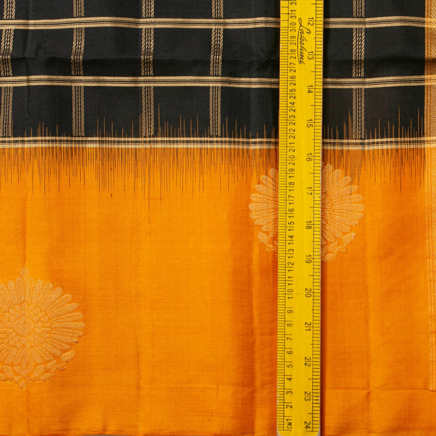 Black And Mustard Kanchipuram Soft Silk Saree For Festive Wear PV RSP 173
