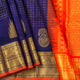 Blue And Orange Kanchi Silk Cotton Saree For Festive Wear VP SC 219