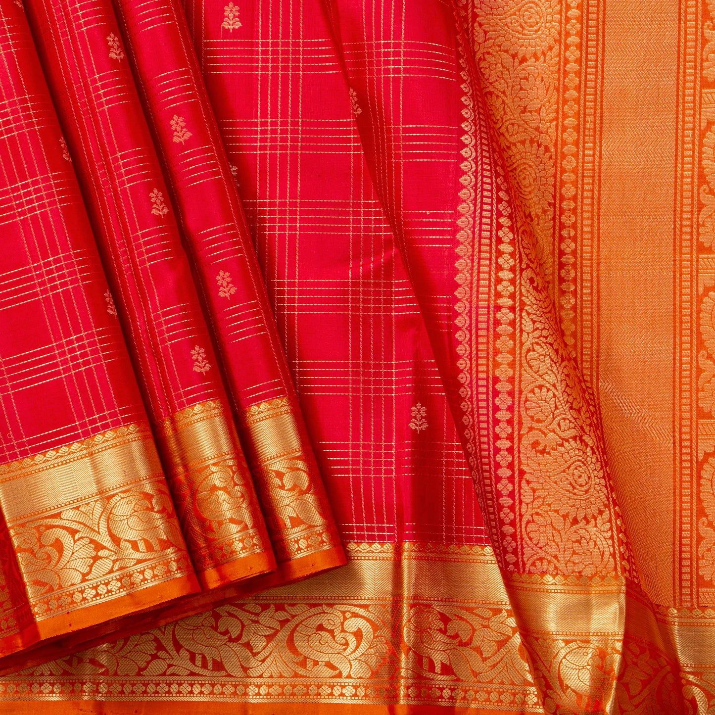 Red And Orange Kanchipuram Soft Silk Saree For Festive Wear PV RSP 221