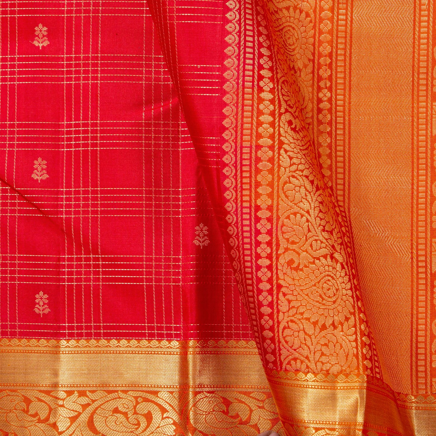 Red And Orange Kanchipuram Soft Silk Saree For Festive Wear PV RSP 221
