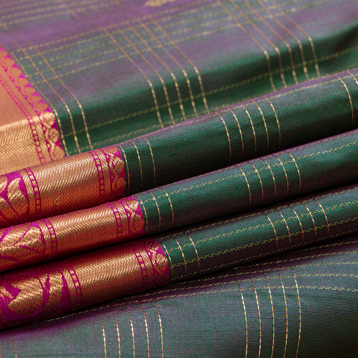 Green And Pink Kanchipuram Soft Silk Saree For Festive Wear PV RSP 220