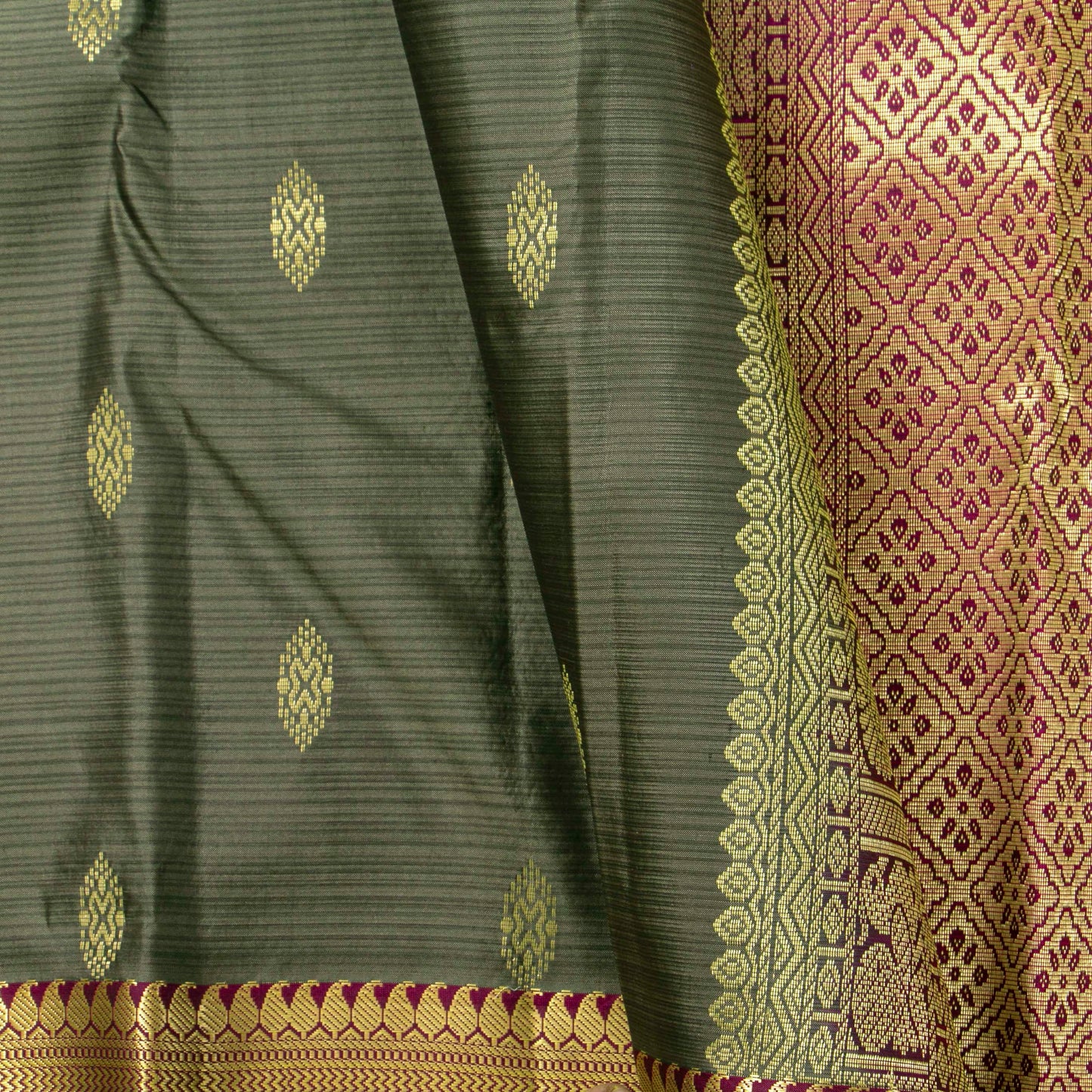 Grey And Magenta Kanchipuram Soft Silk Saree For Festive Wear PV RSP 212