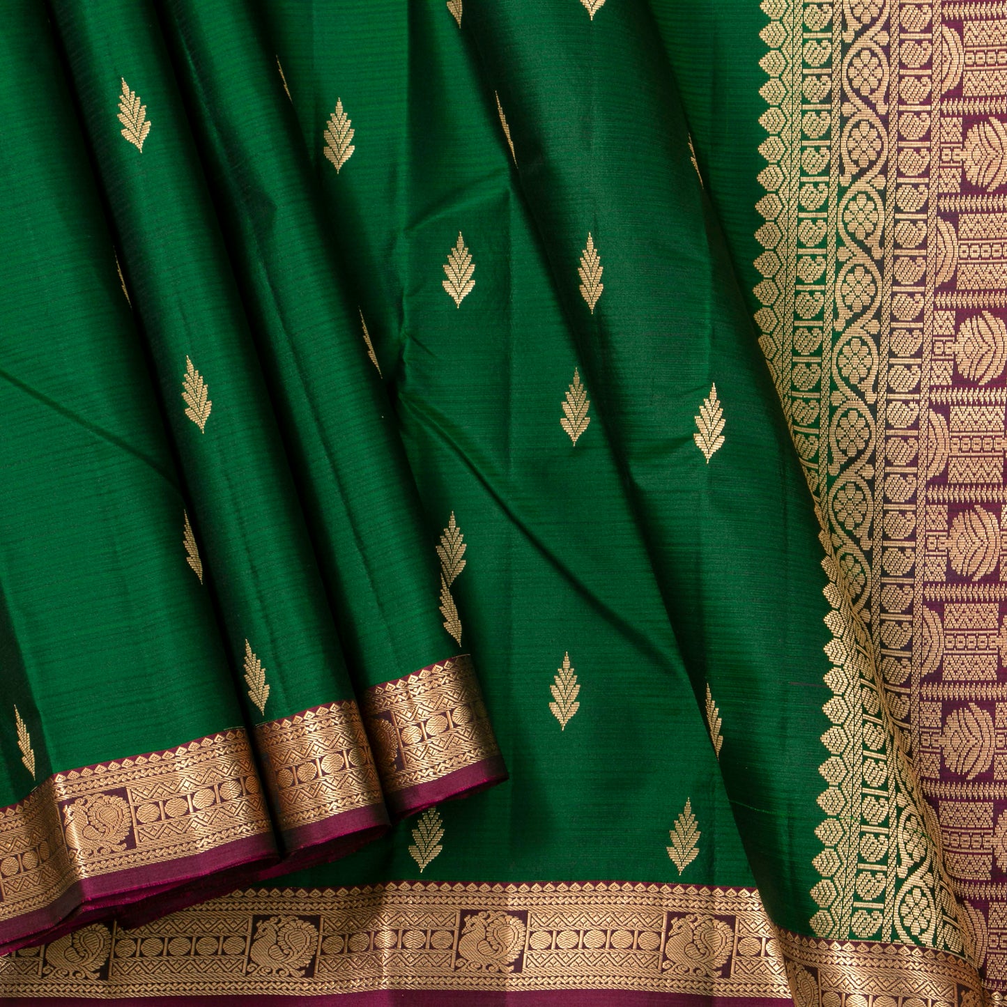 Green And Maroon Kanchipuram Soft Silk Saree For Festive Wear PV RSP 216