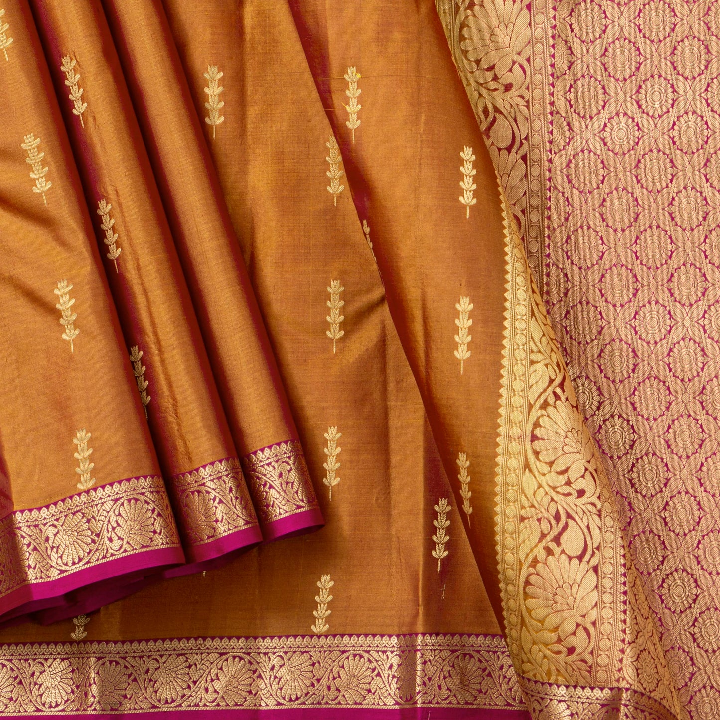 Mustard And Magenta Kanchipuram Soft Silk Saree For Festive Wear PV RSP 214
