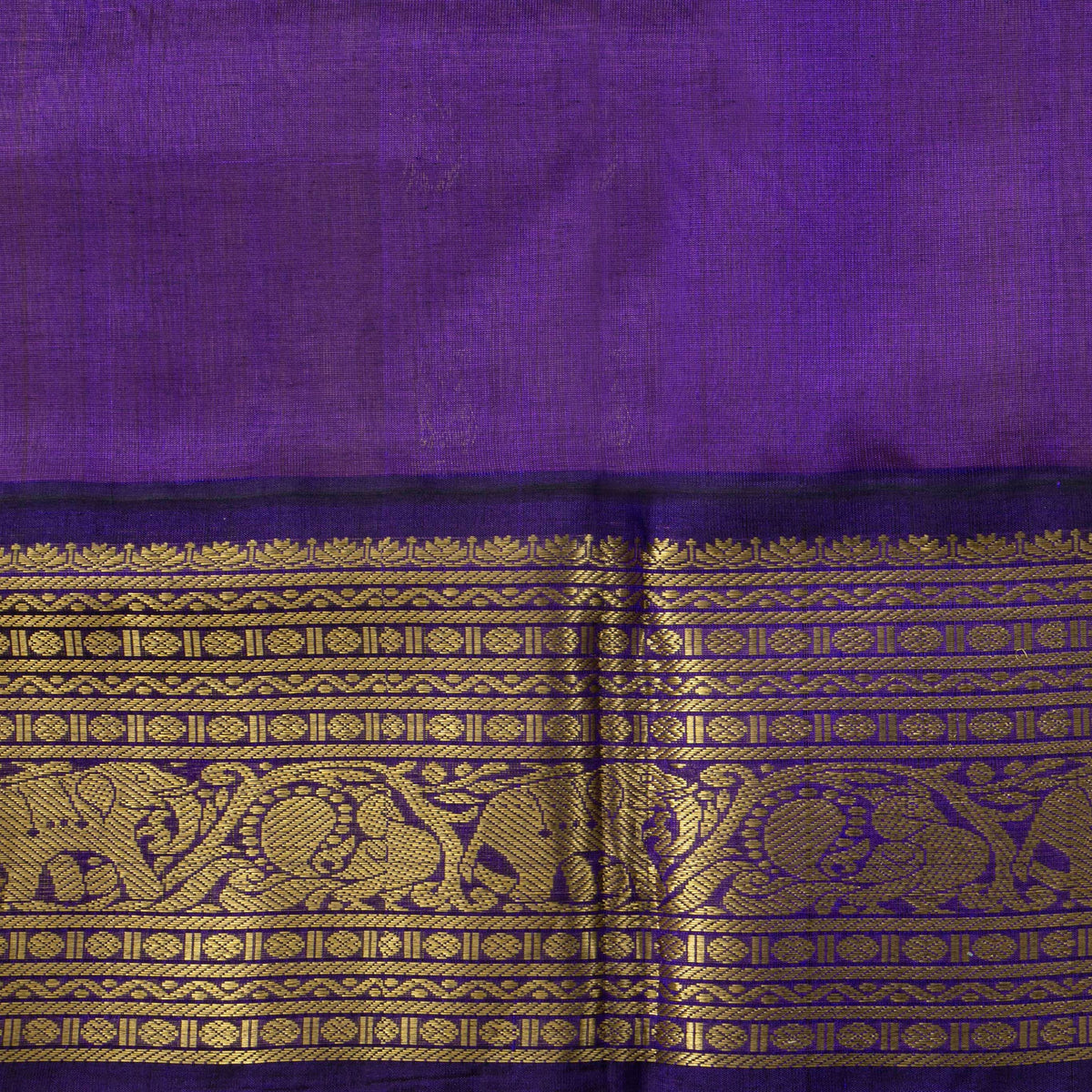 Fawn And Violet Kanchi Silk Cotton Saree For Festive Wear VP SC 276