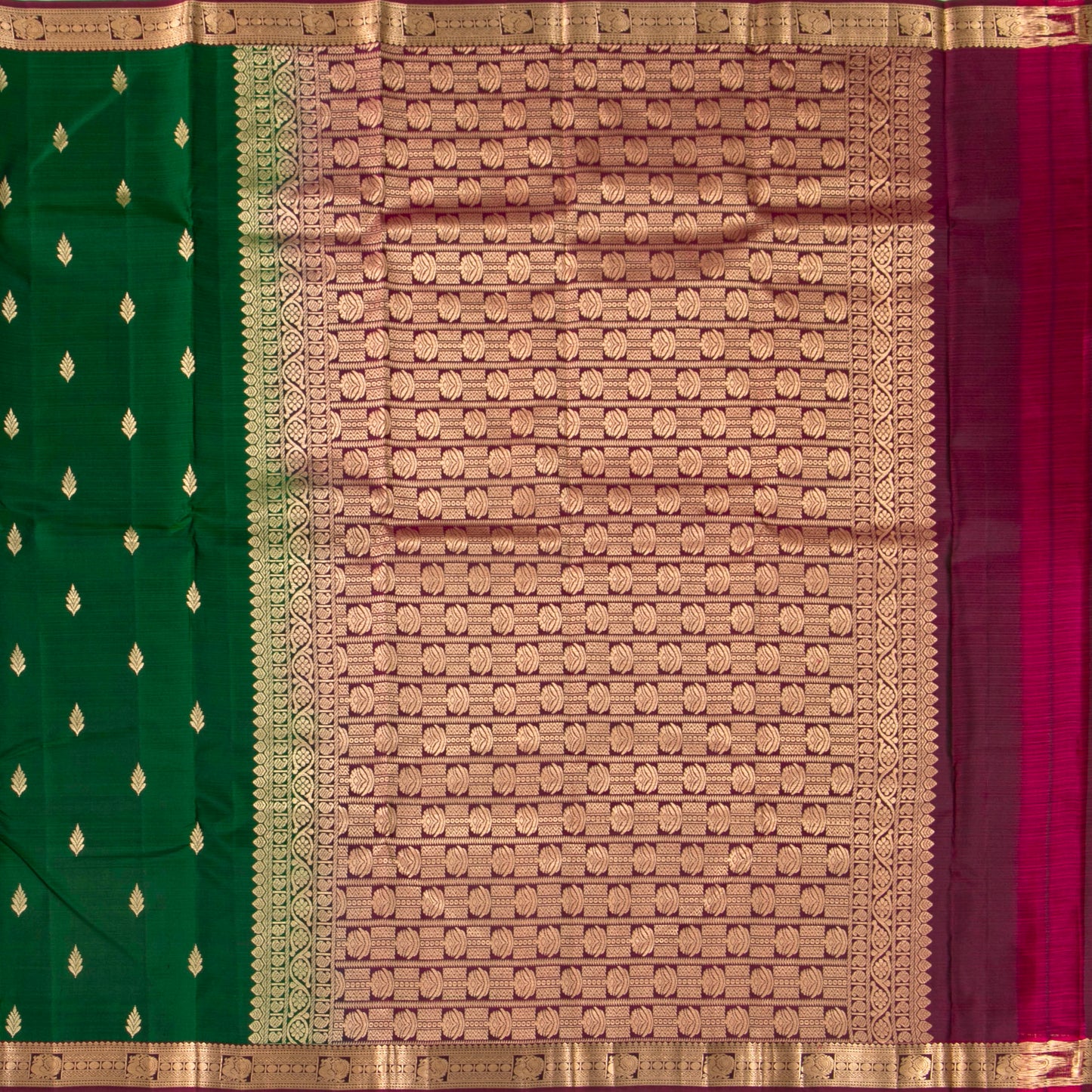 Green And Maroon Kanchipuram Soft Silk Saree For Festive Wear PV RSP 216