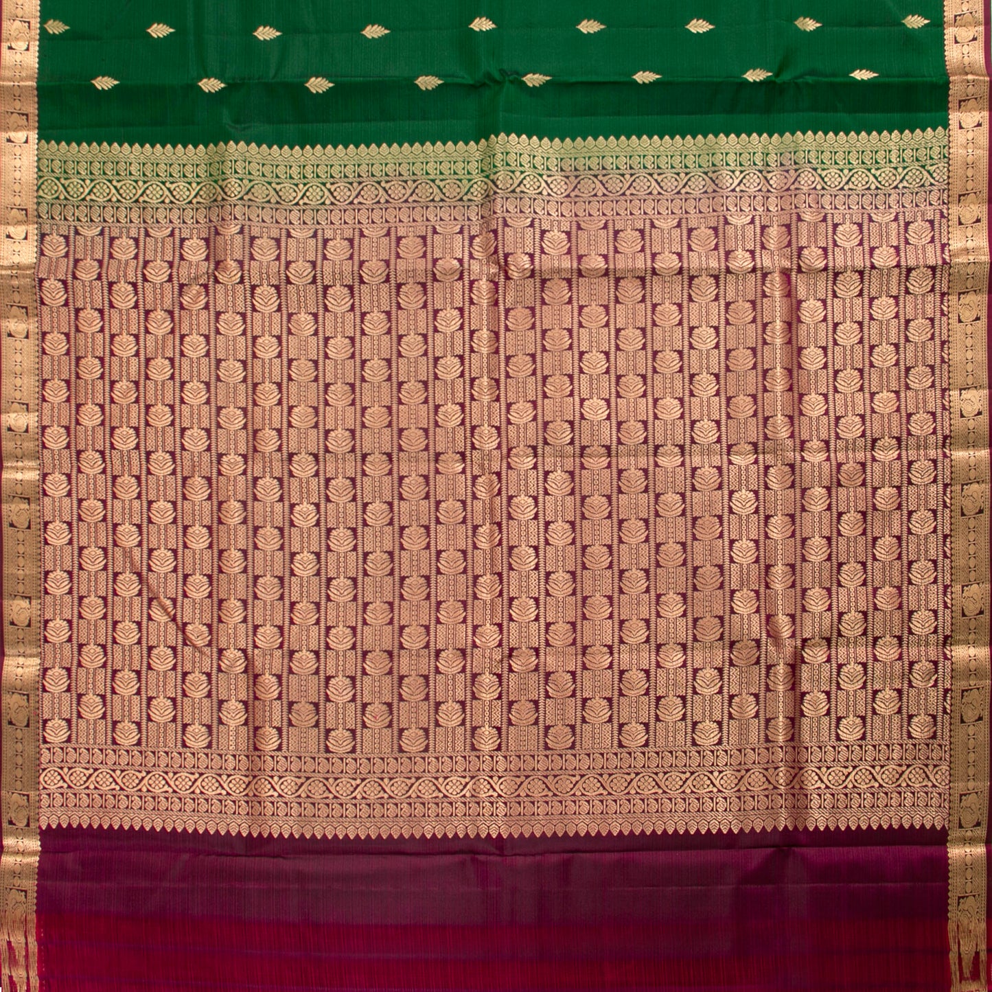 Green And Maroon Kanchipuram Soft Silk Saree For Festive Wear PV RSP 216