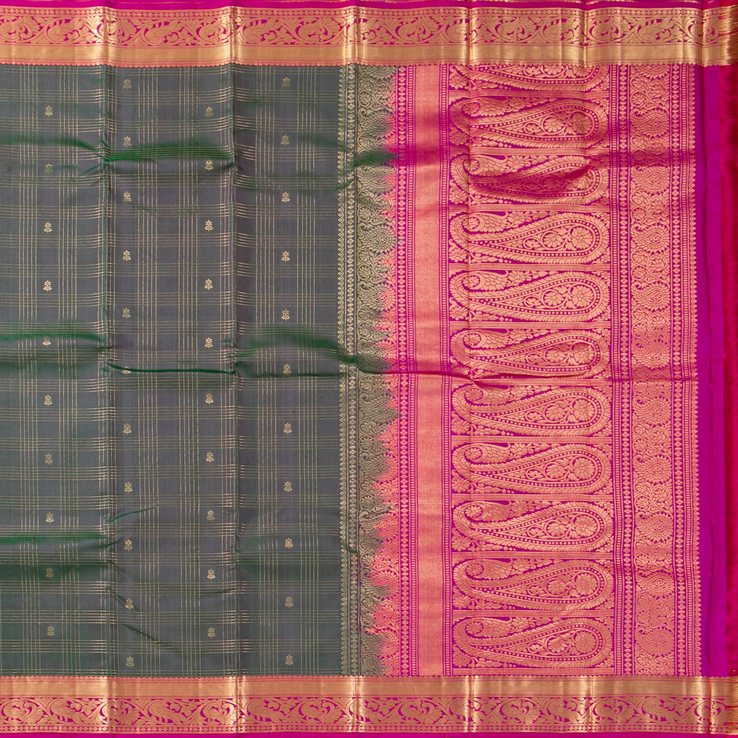 Green And Pink Kanchipuram Soft Silk Saree For Festive Wear PV RSP 220