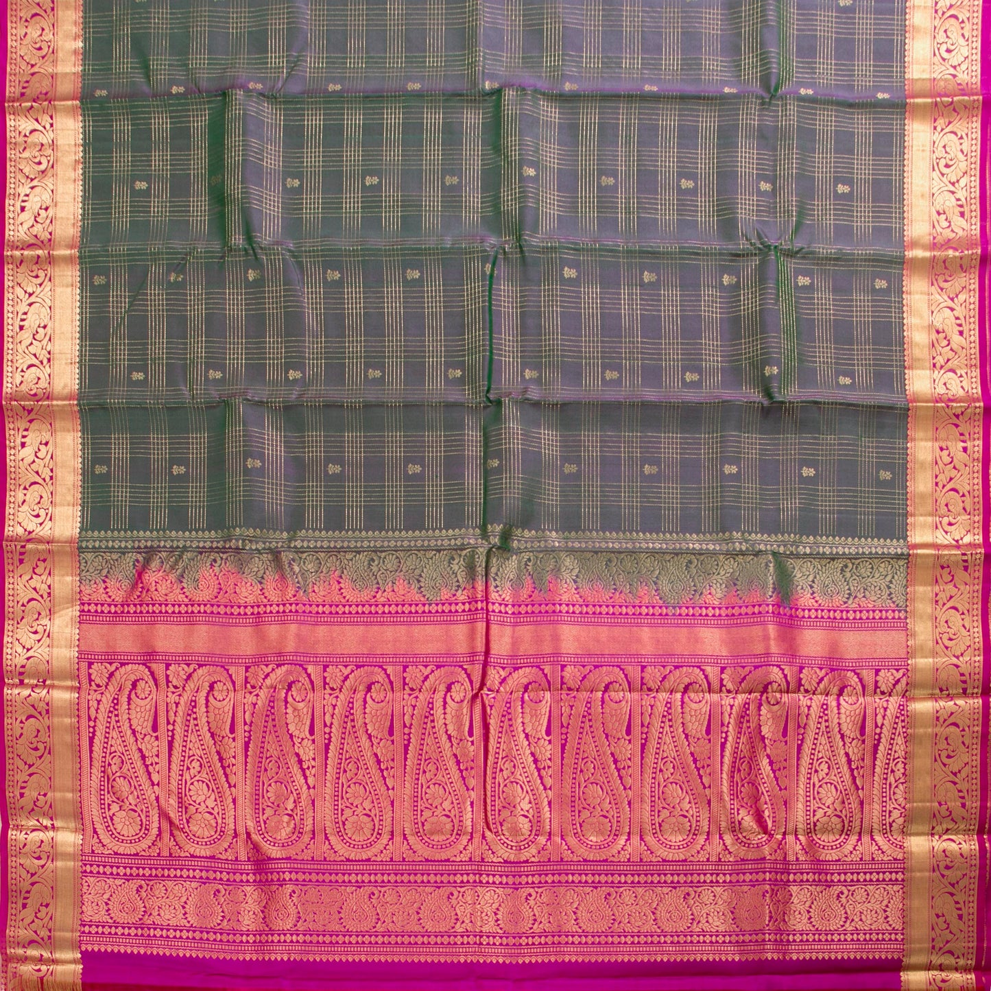 Green And Pink Kanchipuram Soft Silk Saree For Festive Wear PV RSP 220