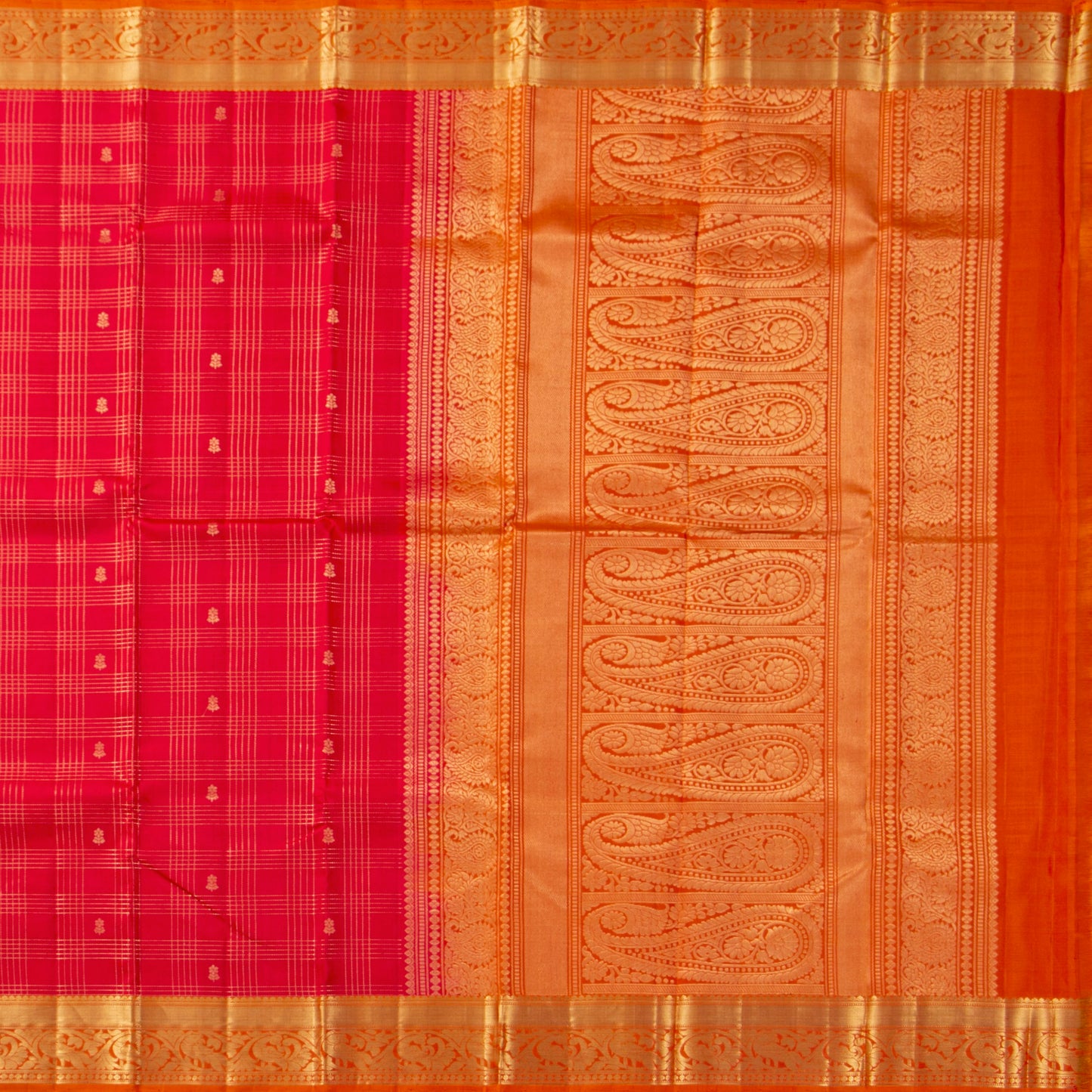 Red And Orange Kanchipuram Soft Silk Saree For Festive Wear PV RSP 221