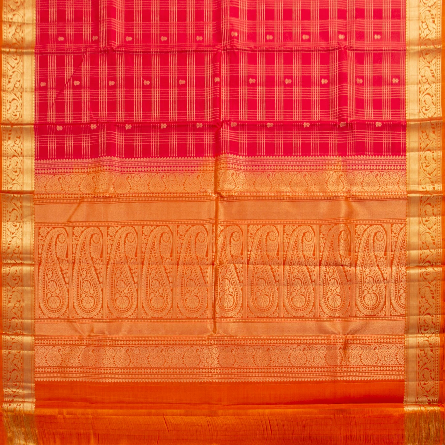 Red And Orange Kanchipuram Soft Silk Saree For Festive Wear PV RSP 221