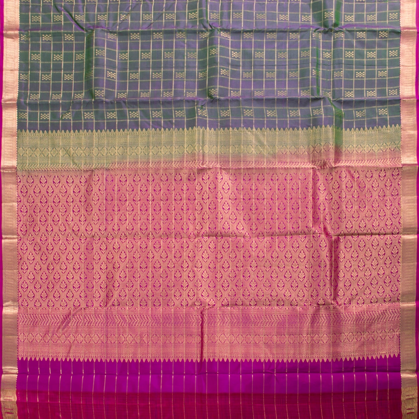Grey And Pink Kanchipuram Soft Silk Saree For Festive Wear PV RSP 191