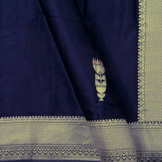 Navy Blue Banarasi Silk Saree PB 310 - Banarasi Silk - Panjavarnam PB 310
