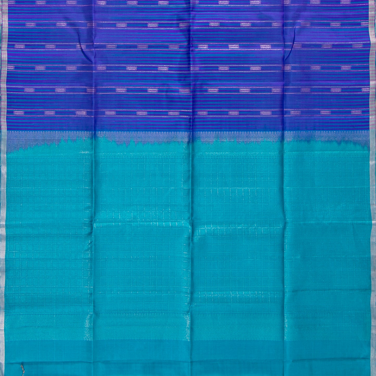 Royal Blue And Aqua Blue Kanchipuram Soft Silk Saree For Festive Wear PV RSP 162