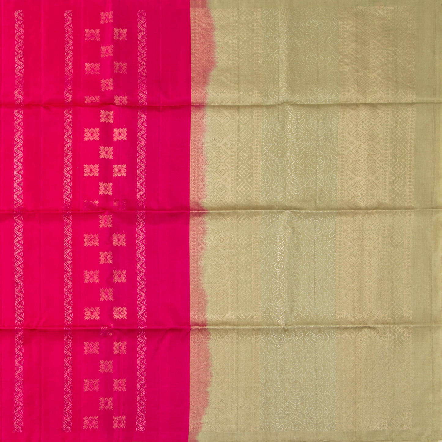 Pink And Beige Borderless Kanchipuram Soft Silk Saree For Festive Wear PV RSP 170