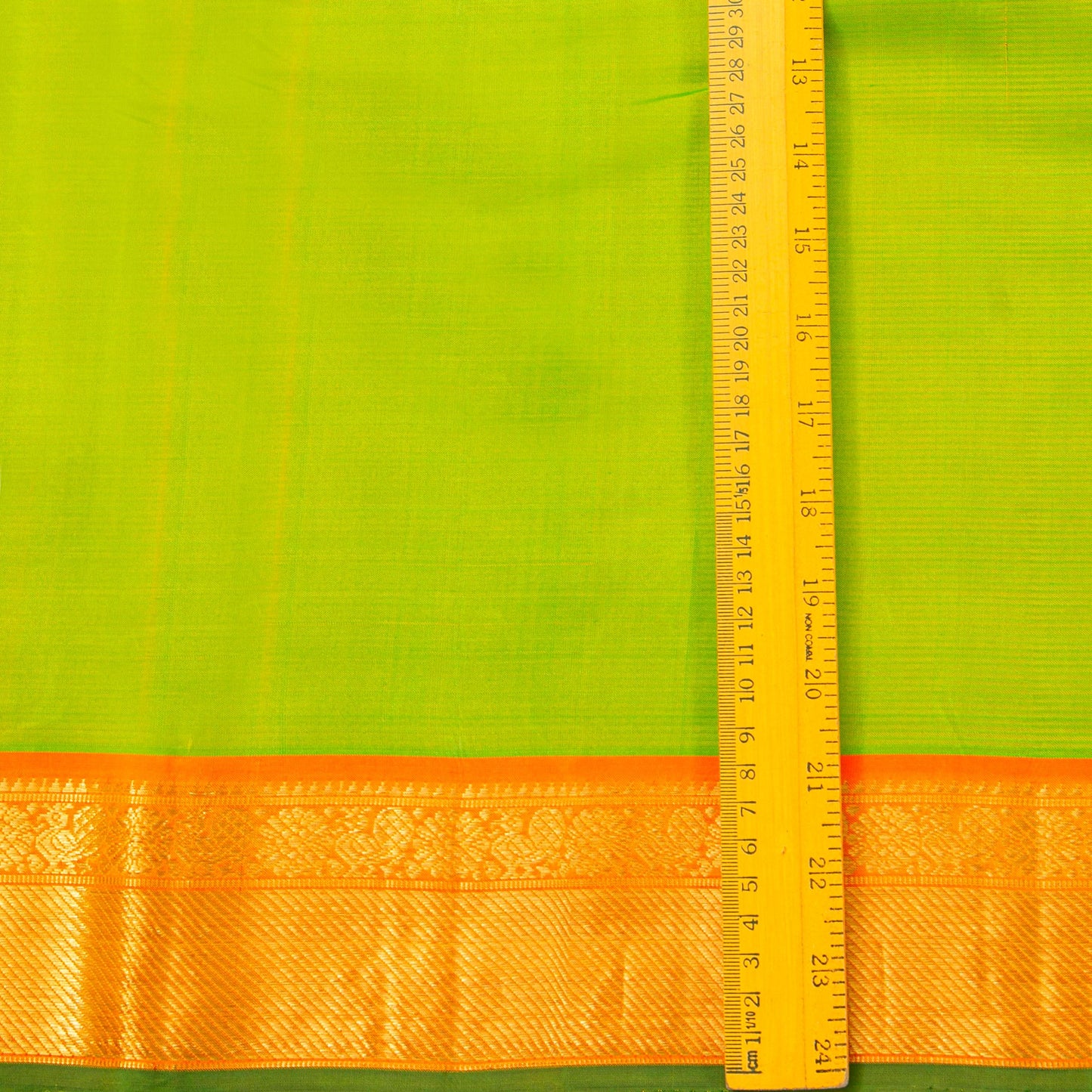 Light Green And Orange Kanchipuram Silk Saree For Festive Wear PV NYC 1821