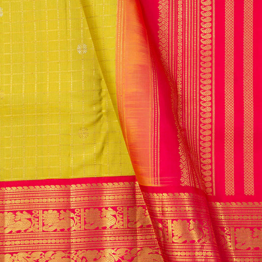 Green And Pink Kanchipuram Silk Saree For Wedding Wear PV NYC 1785