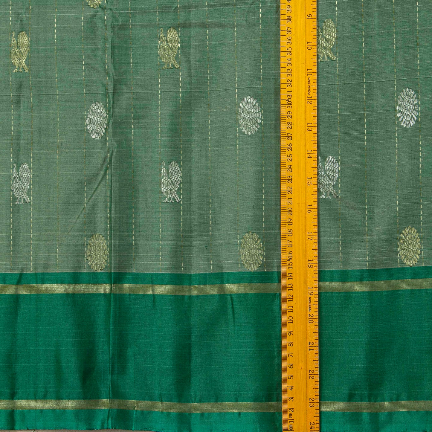 Sage Green Kanchipuram Silk Saree For Festive Wear PV NYC 1871