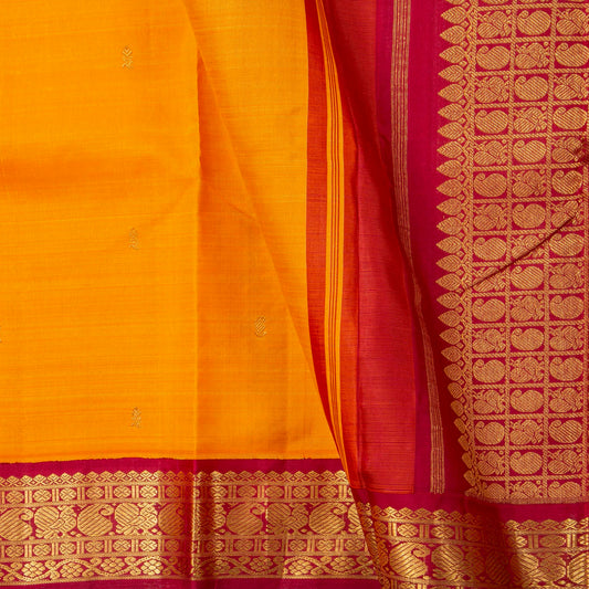 Yellow And Red Kanchipuram Silk Saree For Festive Wear PV NYC 1779