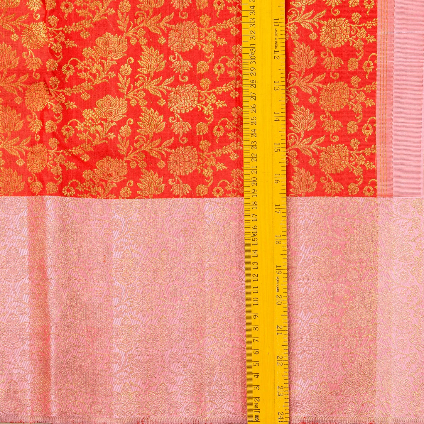 Orange And Pastel Pink Kanchipuram Silk Saree For Bridal Wear PV NYC 1764 - Silk Sari - Panjavarnam PV NYC 1764