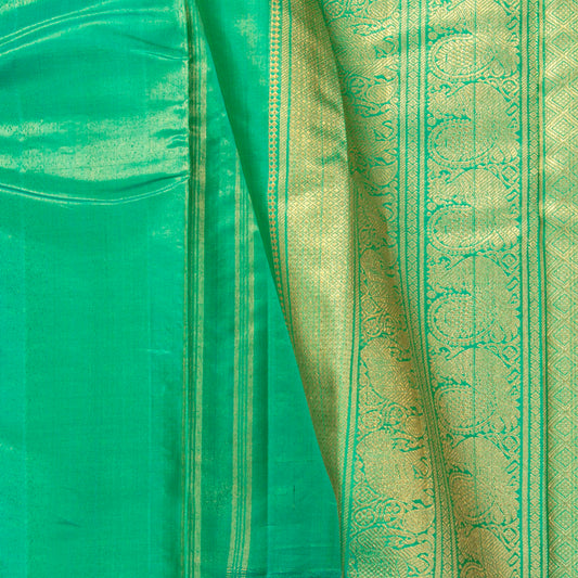 Teal Tissue Kanchipuram Silk Saree Without Border For Festive Wear PV NYC 1853