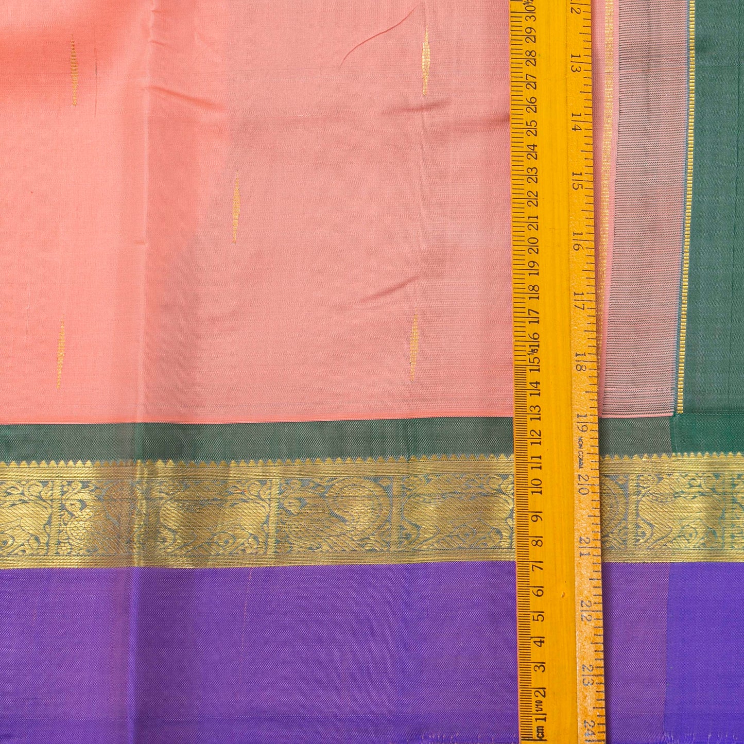 Pastel Peach And Lilac Kanchipuram Silk Saree For Festive Wear PV NYC 1857