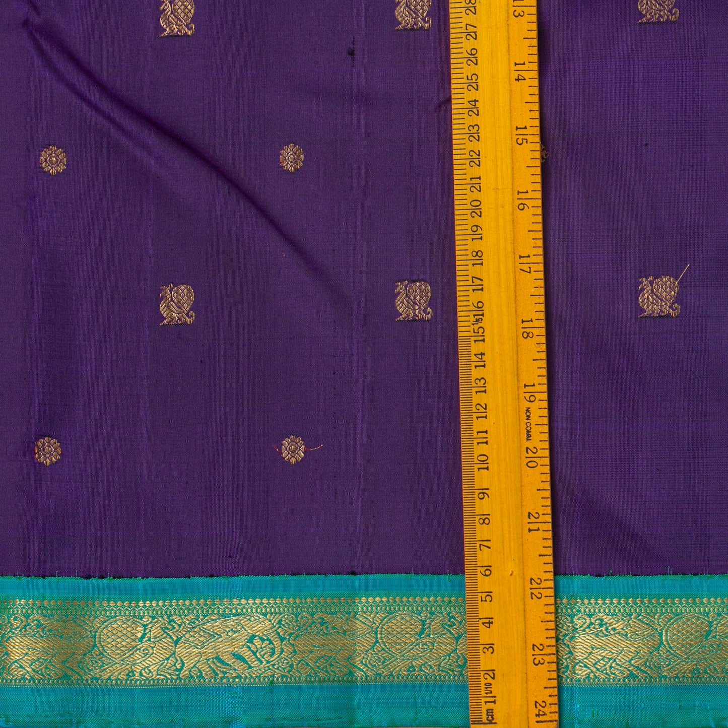 Purple And Turquoise Green Kanchipuram Silk Saree For Festive Wear PV NYC 1889