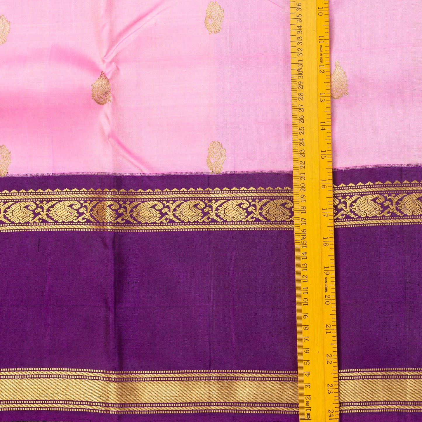 Lotus Pink And Violet Kanchipuram Silk Saree With Korvai Contrast Borders For Festive Wear PV NYC 1824